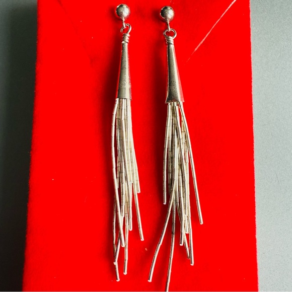 Jewelry - 🎉Sold🎉 10 Multi Strand Sterling Liquid Silv Southwestern Tassel Dangle Earrings
